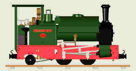 Side elevation drawing of 0-4-2T